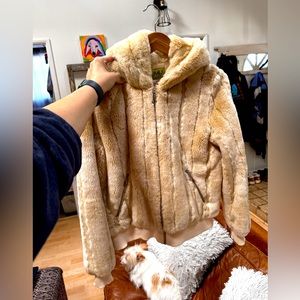 2000s large juicy couture faux fur jacket